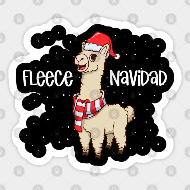 Christmas llama - Fleece Navidad Sticker by Modern Medieval Design